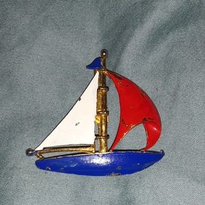 Vintage Sailboat JJ Brooch